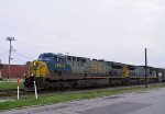 CSX 660 & 7349 lead a southbound train thru town